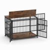 Furniture style dog crate wrought iron frame door with side openings, Rustic Brown, 38.4''W x 27.7''D x 30.2''H.