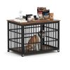 Furniture style dog crate wrought iron frame door with side openings, Rustic Brown, 38.4''W x 27.7''D x 30.2''H.