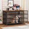 Furniture style dog crate wrought iron frame door with side openings, Rustic Brown, 38.4''W x 27.7''D x 30.2''H.